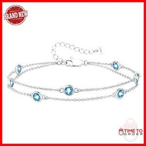 Sterling Silver Double Strand Link Charm Bracelet Elegant Gift Jewelry